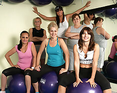 Mature ladies breaking up a sweat and getting naked