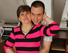 Horny mature housewife fucks and sucks her toyboy