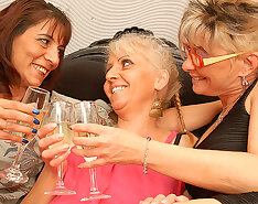 Three mature lesbians having sex